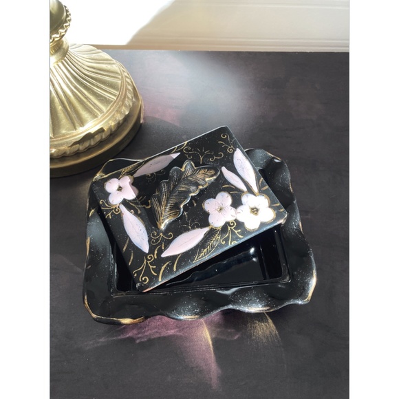 Vintage ceramic Jewelry Box - Cherry Blossom - Picture 4 of 7